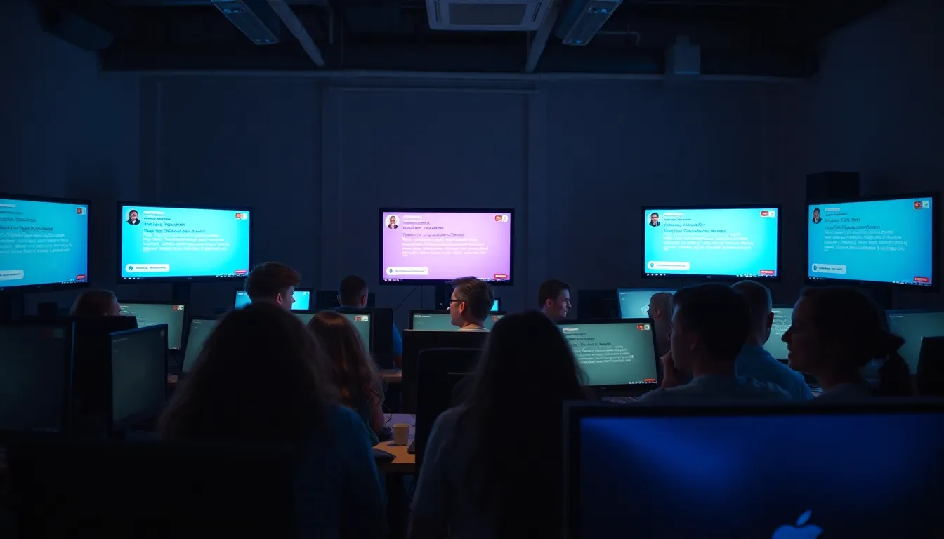 A group of VTubers gathers for a live stream, showcasing their colorful animated avatars while engaging with an enthusiastic online audience.