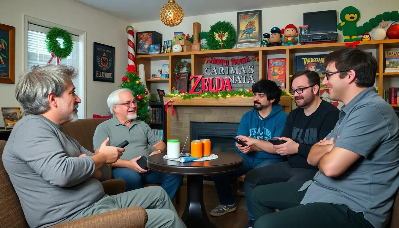 Children and adults alike engaging in multiplayer gaming sessions online, illustrating the evolution of holiday gaming experiences in the digital age