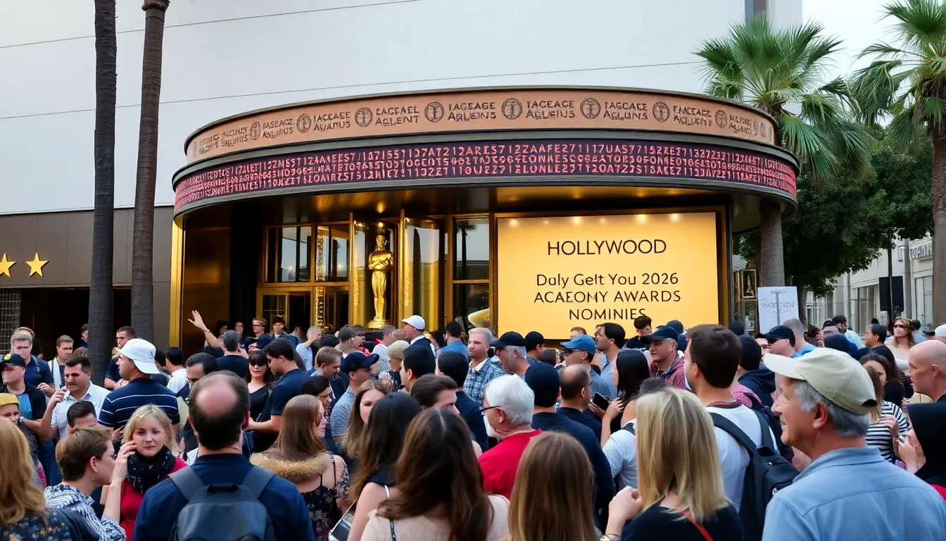 The Dolby Theatre in Hollywood, the prestigious venue set to host the 2026 Oscars, adorned with elegant decorations in anticipation of the ceremony