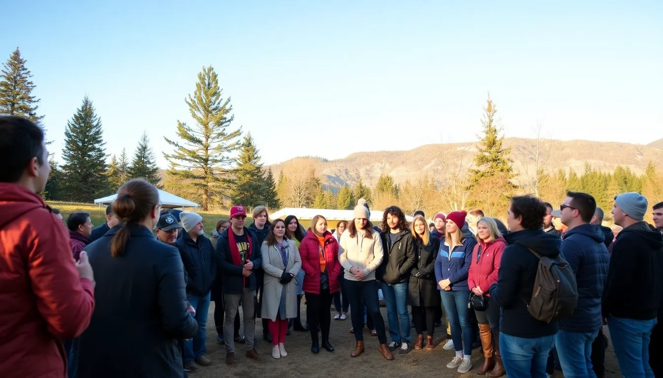A diverse group of filmmakers gathers at the Sundance Film Festival, eagerly discussing their innovative projects and the upcoming grant opportunities aimed at supporting underrepresented voices in cinema.