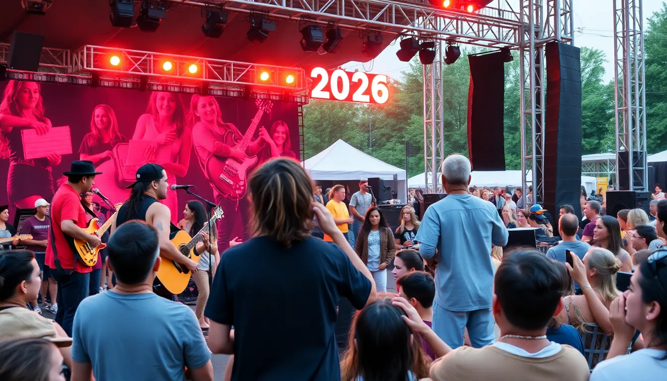 A group of emerging musicians collaborate on stage, blending different genres to create a unique musical experience that resonates with fans
