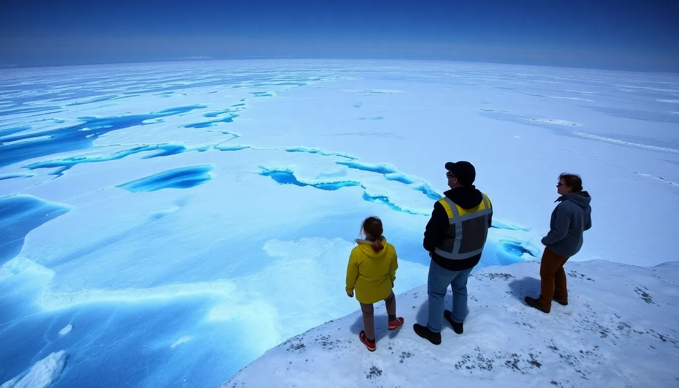 Researchers examine satellite images revealing the intricate subglacial landscape of Antarctica, including valleys, mountains, and interconnected lakes beneath the ice.