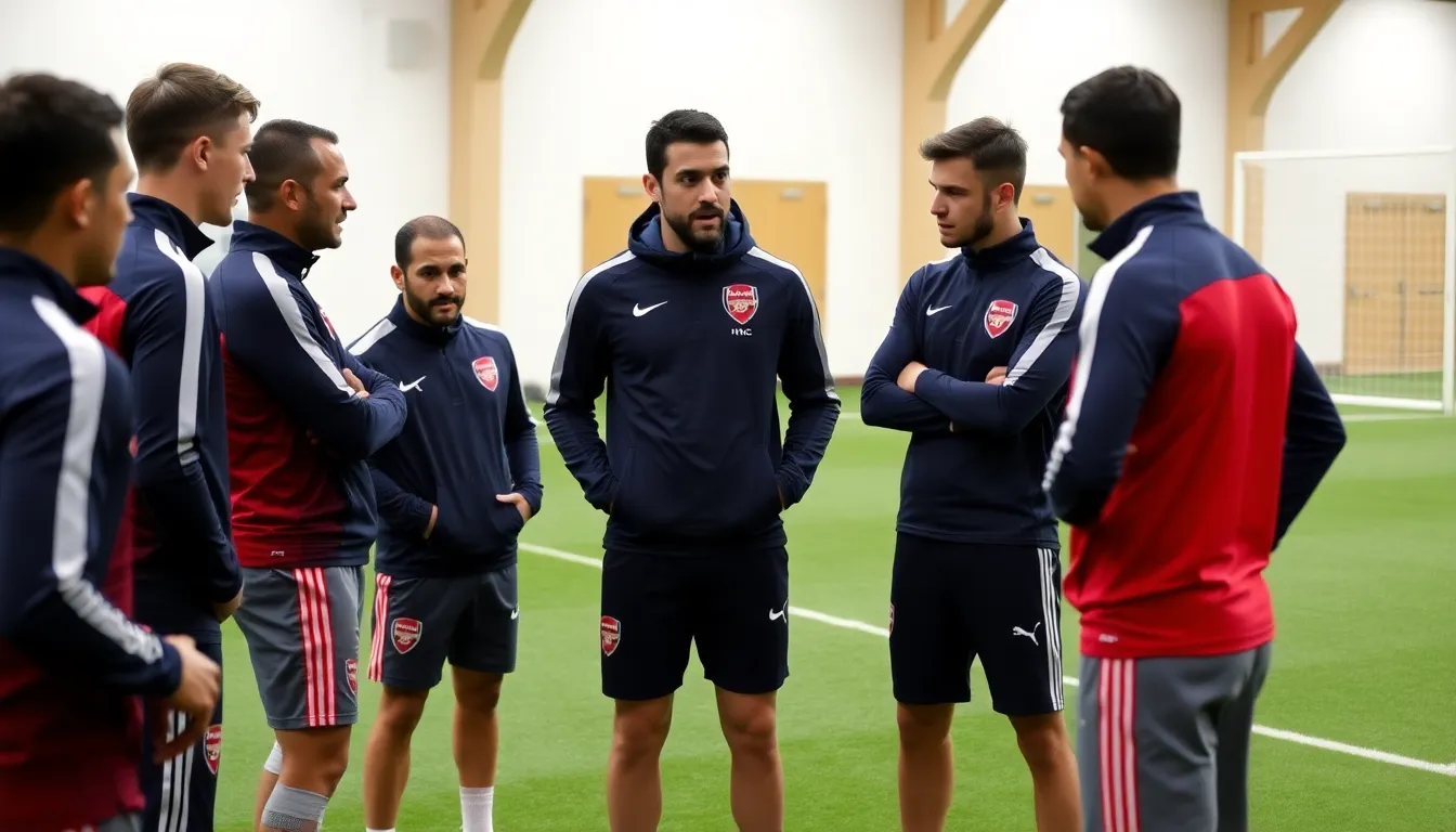 Arsenal players celebrate enthusiastically after scoring a goal during their impressive second half comeback against Manchester City.