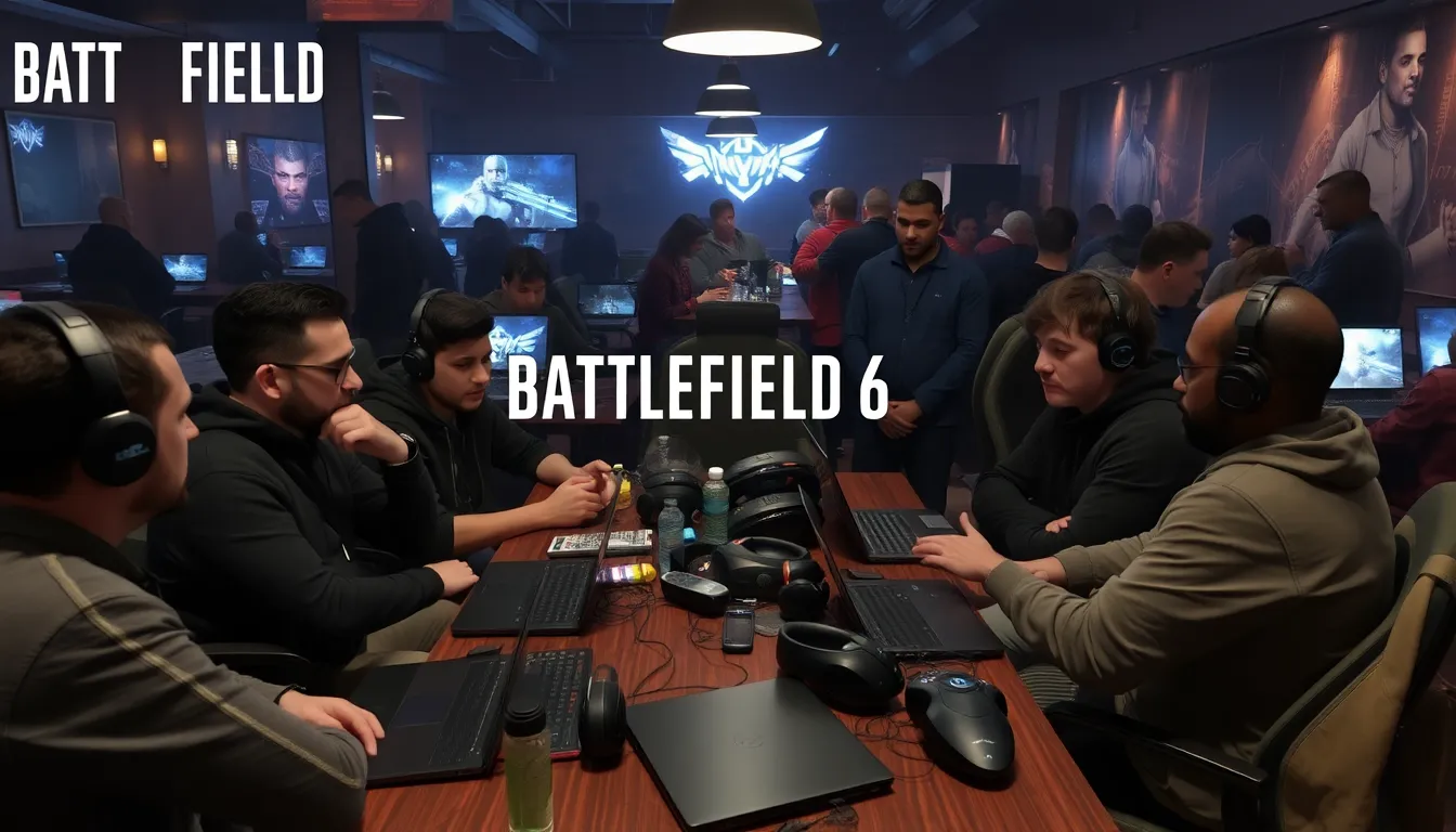 A group of frustrated Battlefield 6 players discusses concerns about the authenticity of ingame cosmetics at a gaming convention.