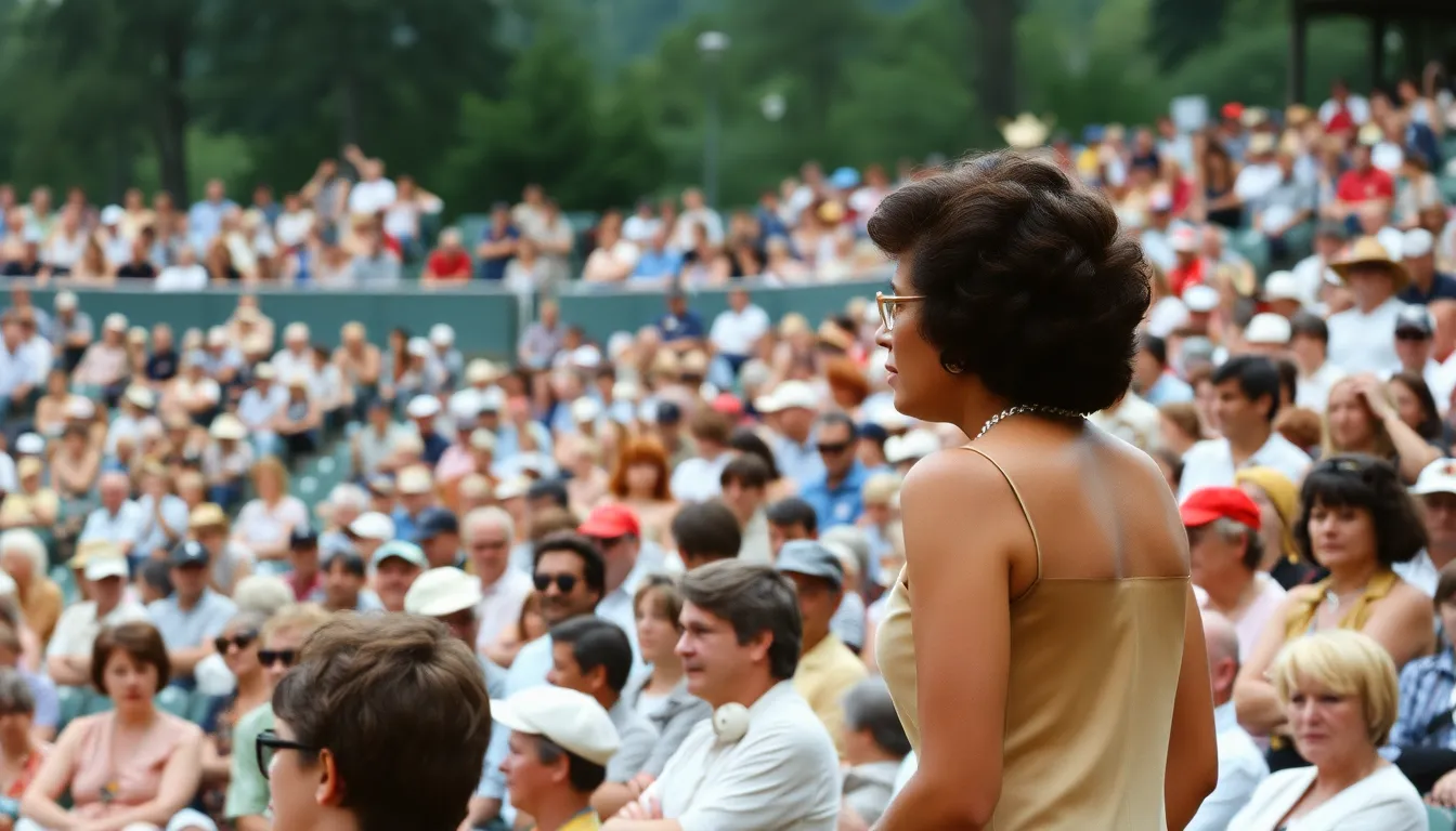 The electrifying atmosphere in the stadium captures the excitement of the audience, with fans eagerly watching the pivotal moments of the match unfold