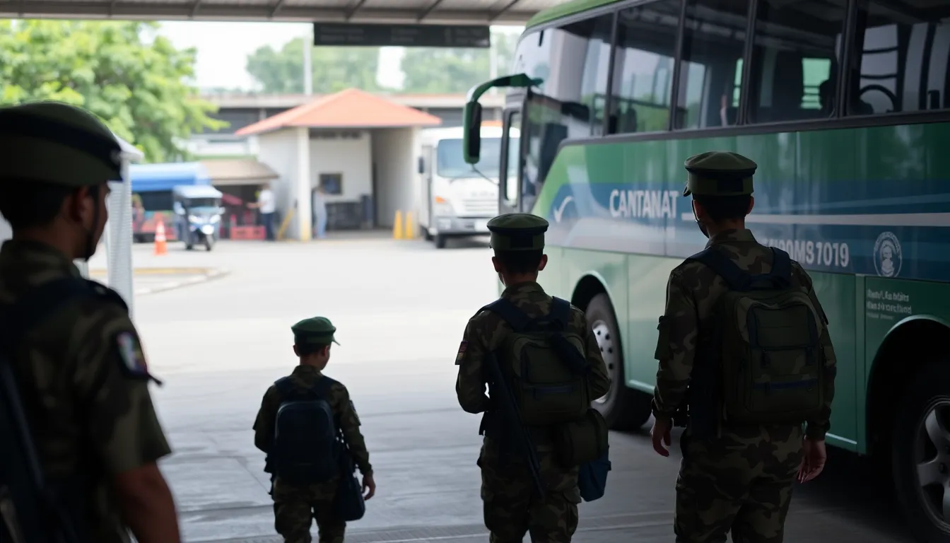 Eighteen Cambodian soldiers are seen being welcomed back home after their release from detention in Thailand, with a crowd of supporters holding banners and flags in a display of gratitude and relief.