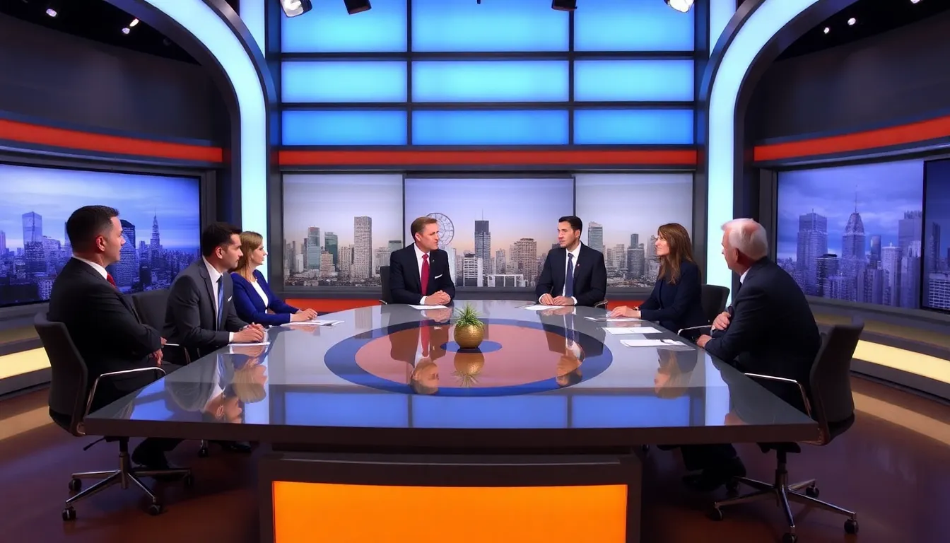 A bustling newsroom environment captures the essence of CBS Evening News as the team strategizes on how to regain viewer trust and loyalty