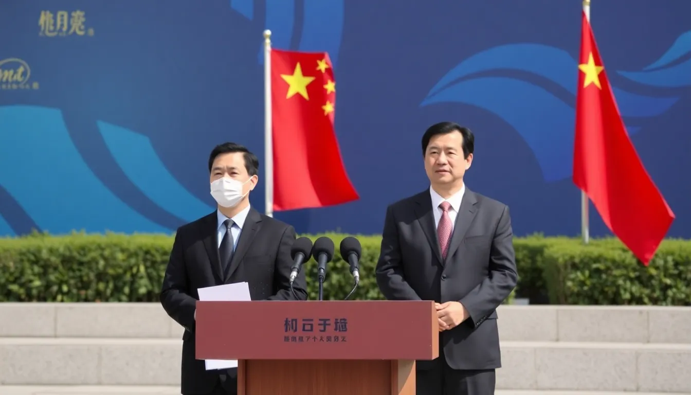 Chinese regulatory officials are seen discussing the implications of Meta's acquisition of the AI startup Manus during a press conference, highlighting concerns over data security and national interests.