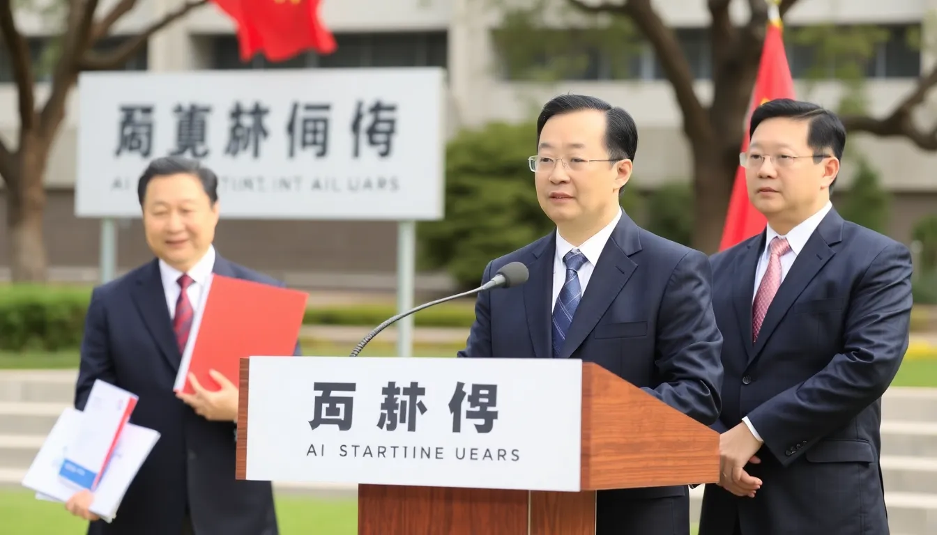AI技術の進展を国家戦略として位置付ける中国の取り組みを示す場面