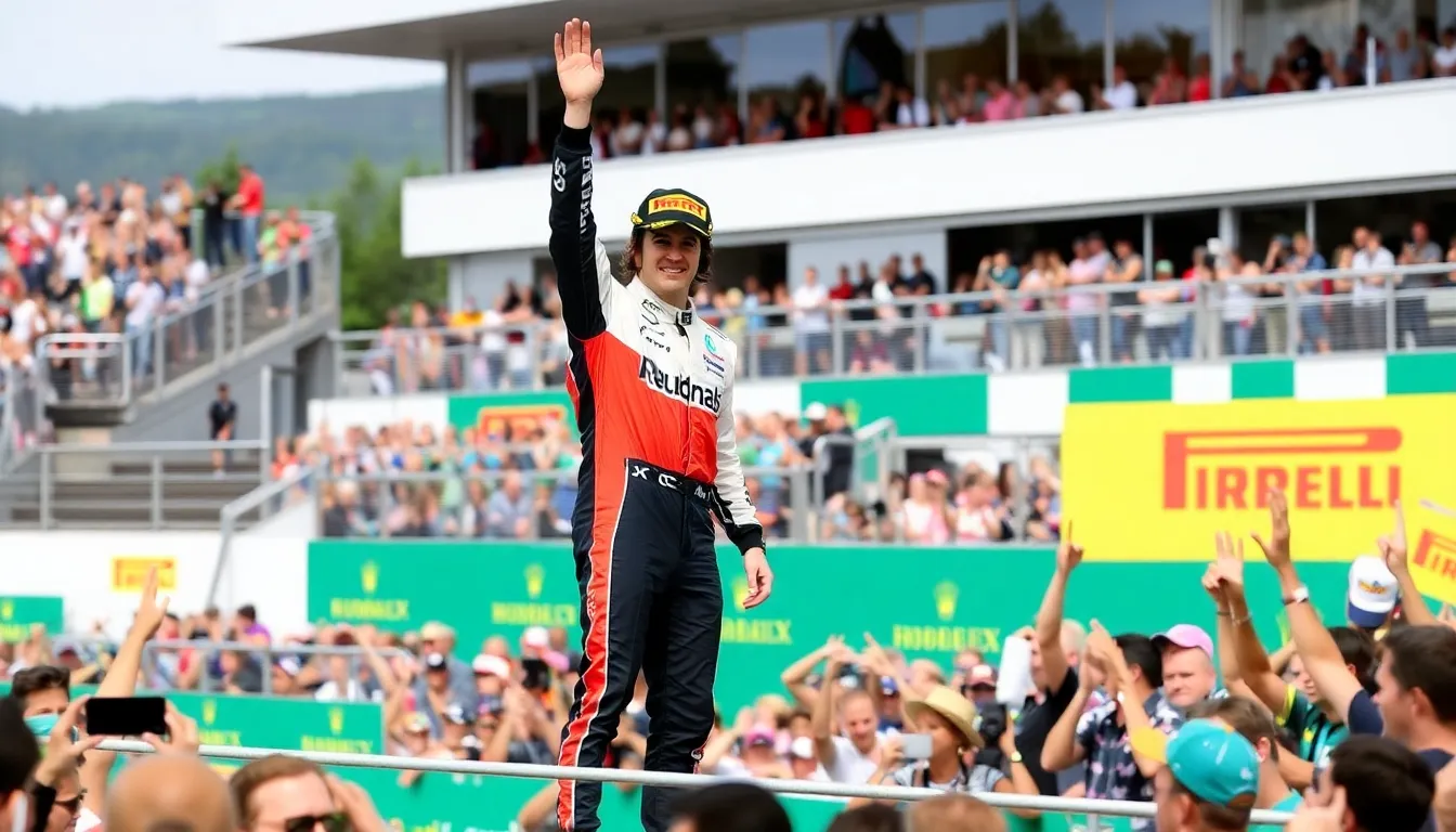 Fans celebrate in the stands during the thrilling final race of the 2025 Formula 1 season in Abu Dhabi, where Lando Norris clinched the World Championship title.