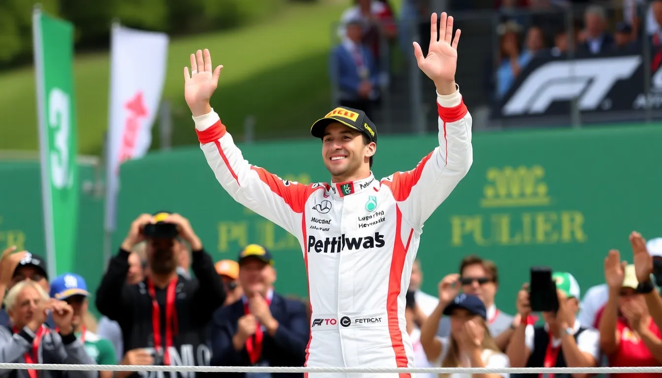 A dynamic scene of Lando Norris and Lewis Hamilton racing side by side on the track, symbolizing the thrilling competition and evolving landscape of the 2025 Formula 1 season