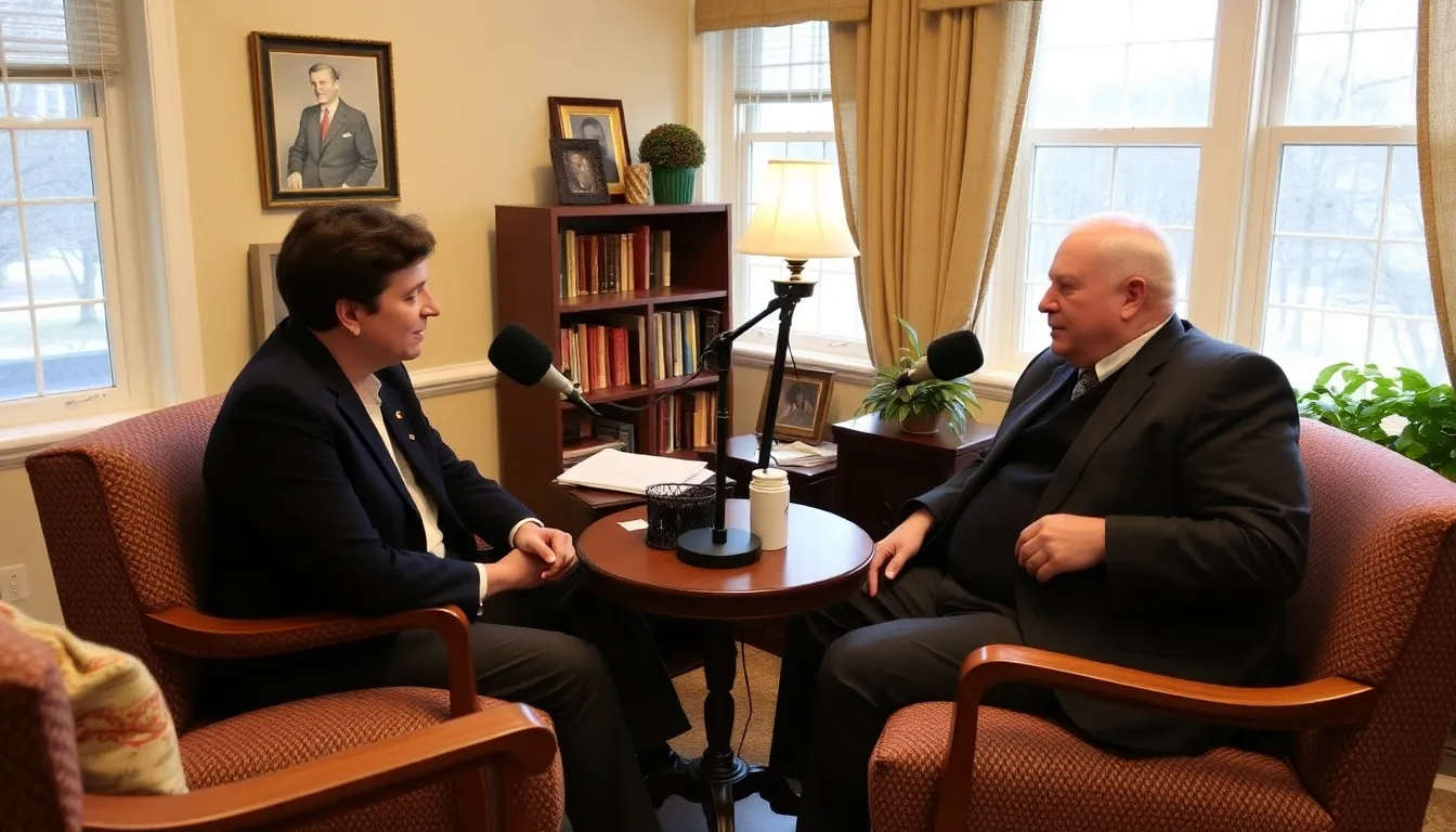 Caroline Kennedy and Sergei Khrushchev engage in a heartfelt conversation during the launch event of their podcast, highlighting the unexpected friendship between their families amidst Cold War tensions.