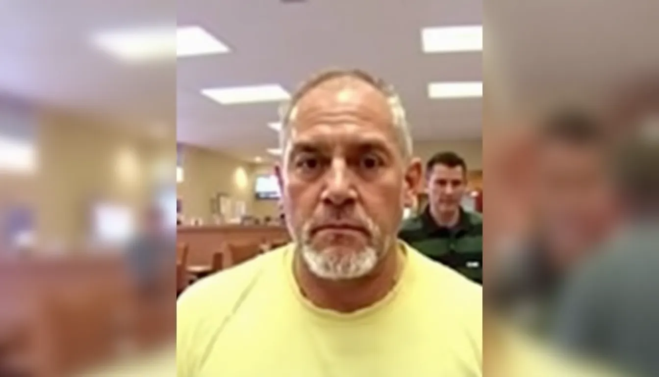A man is being escorted by police officers outside a fastfood restaurant after allegedly using a ketchup packet as a weapon during an argument with another customer.