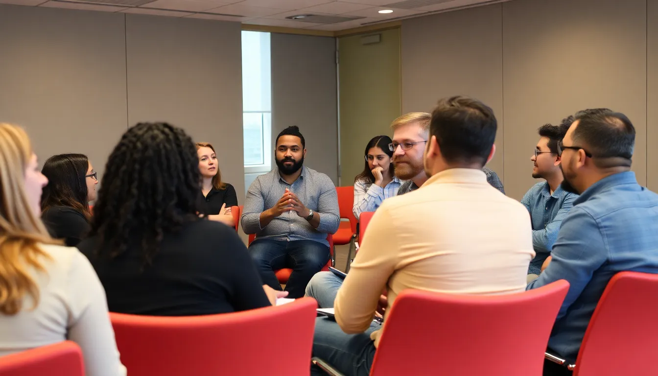 Professionals discussing the implications of Gmail's new feature for maintaining a consistent email identity during personal or career transitions