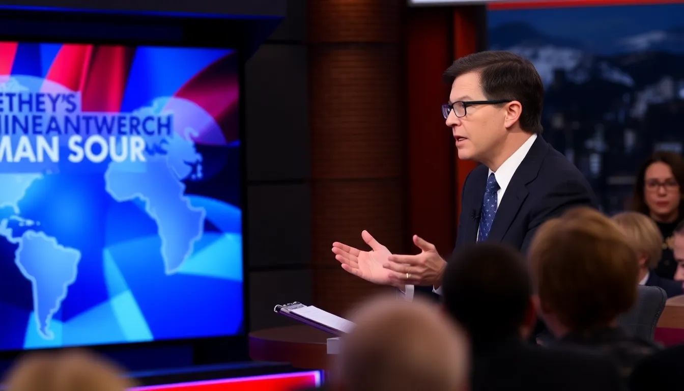 Hannah Einbinder speaks passionately during an interview, emphasizing the connections between her show "Hacks" and Stephen Colbert's comedic approach.