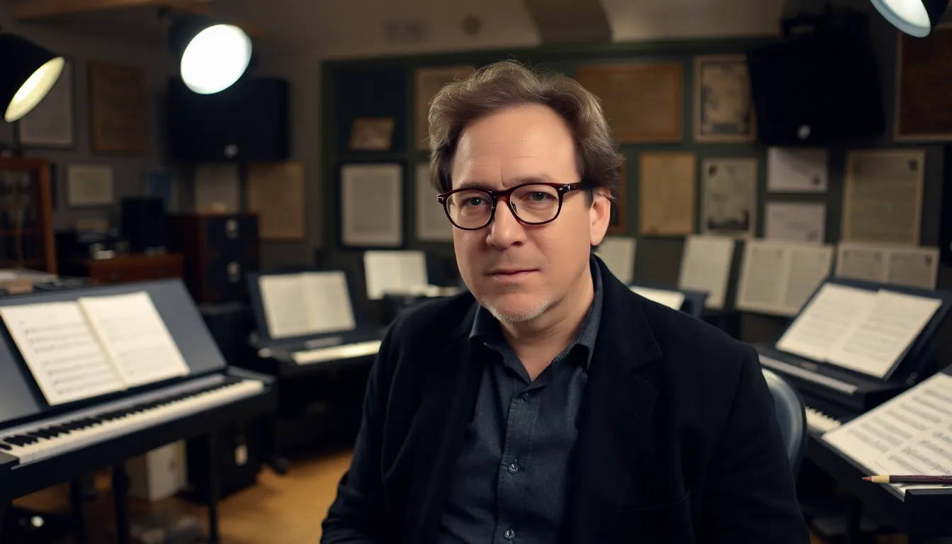 Hans Zimmer is seen at a press event announcing his role as the composer for the upcoming HBO series based on the Harry Potter franchise, surrounded by fans and media representatives.