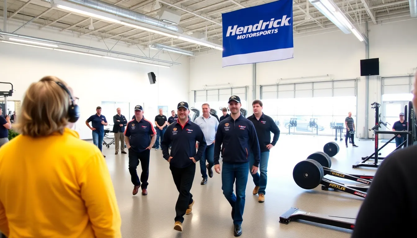 Hendrick Motorsports team members gather in the newly opened athletic center, showcasing advanced training equipment and recovery spaces designed to enhance their performance.