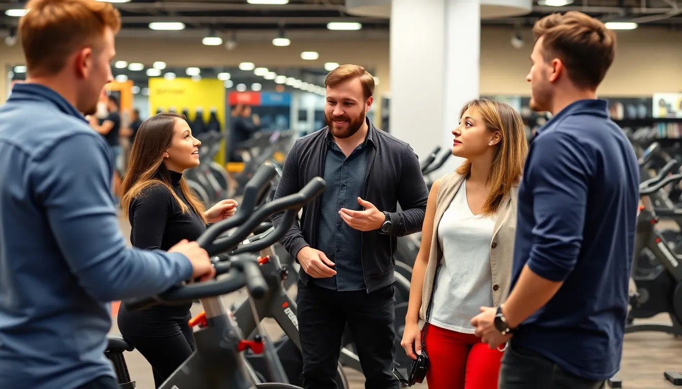A family enjoying a workout session together on stationary bikes, illustrating the convenience of home fitness solutions for busy lifestyles