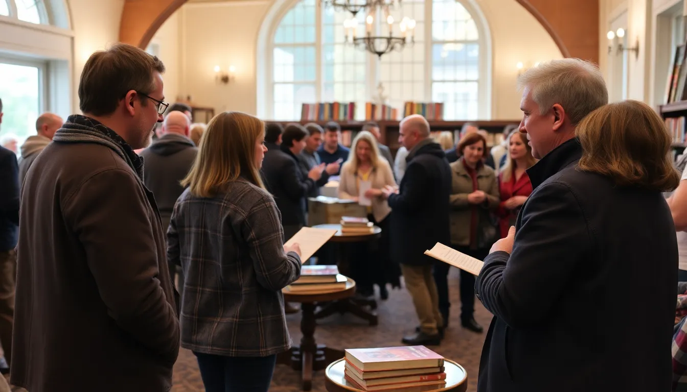 A vibrant bookstore bustling with readers exploring new releases, highlighting the excitement of fresh literary offerings in January