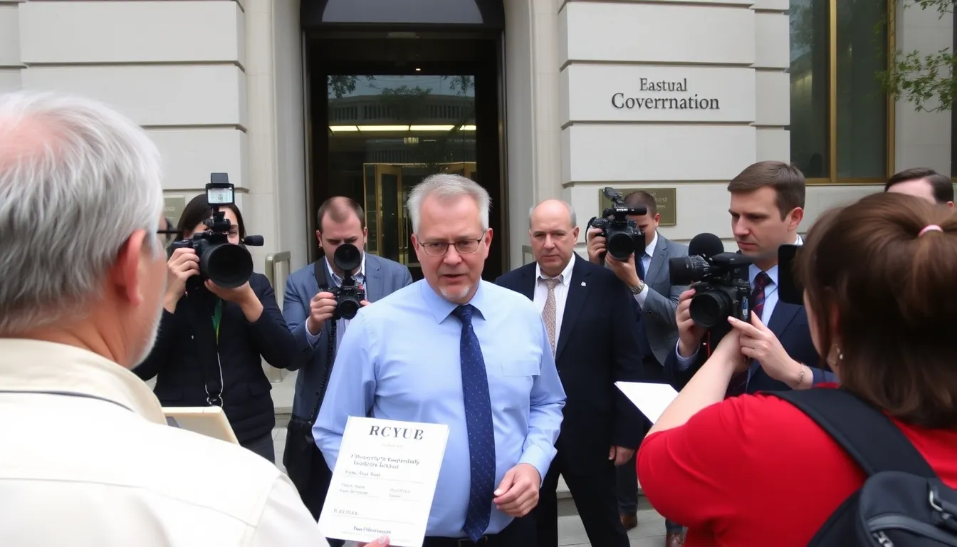 A group of protesters gathers outside the Australian government building, holding signs that advocate for free speech and express opposition to the cancellation of a Jewish influencer's visa.