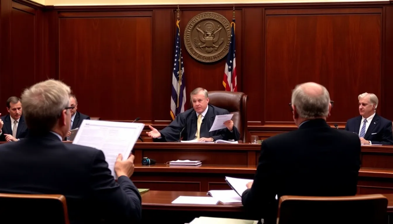 A federal judge is seen delivering a ruling in a courtroom, emphasizing the importance of press freedom amid ongoing tensions between the government and media organizations.