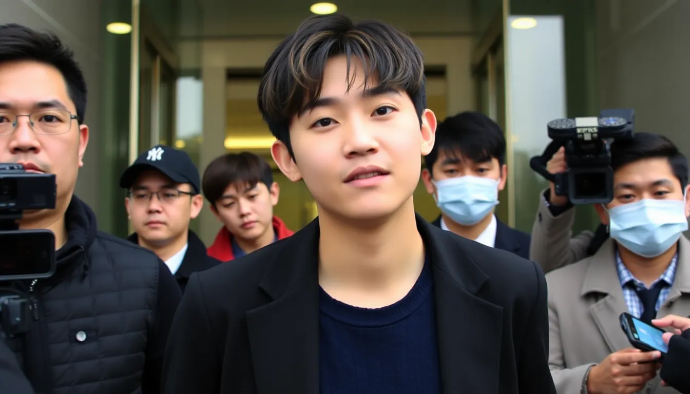 KPOPバンドのメンバーがレコード会社との訴訟を発表し、記者会見で意気込みを語る様子。