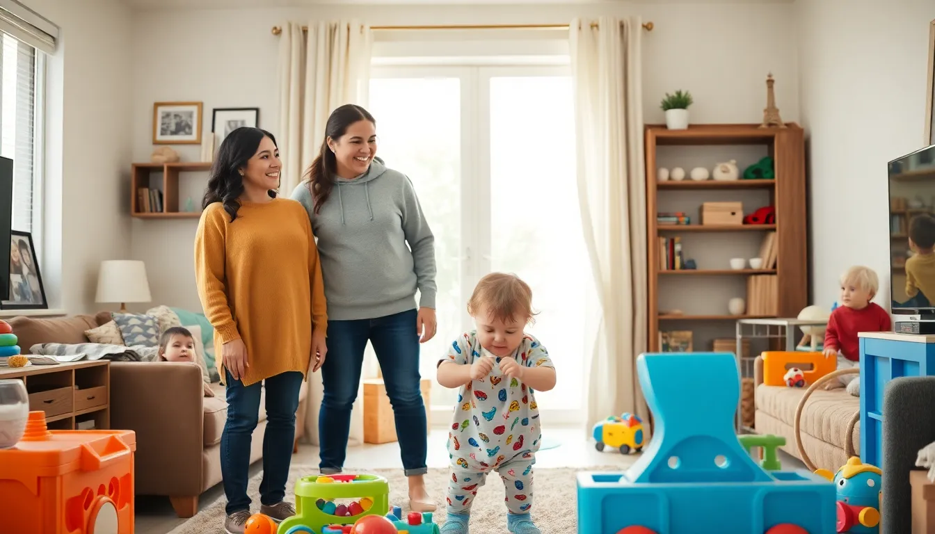 A supportive community gathering, where parents exchange experiences and resources about parenting challenges and triumphs
