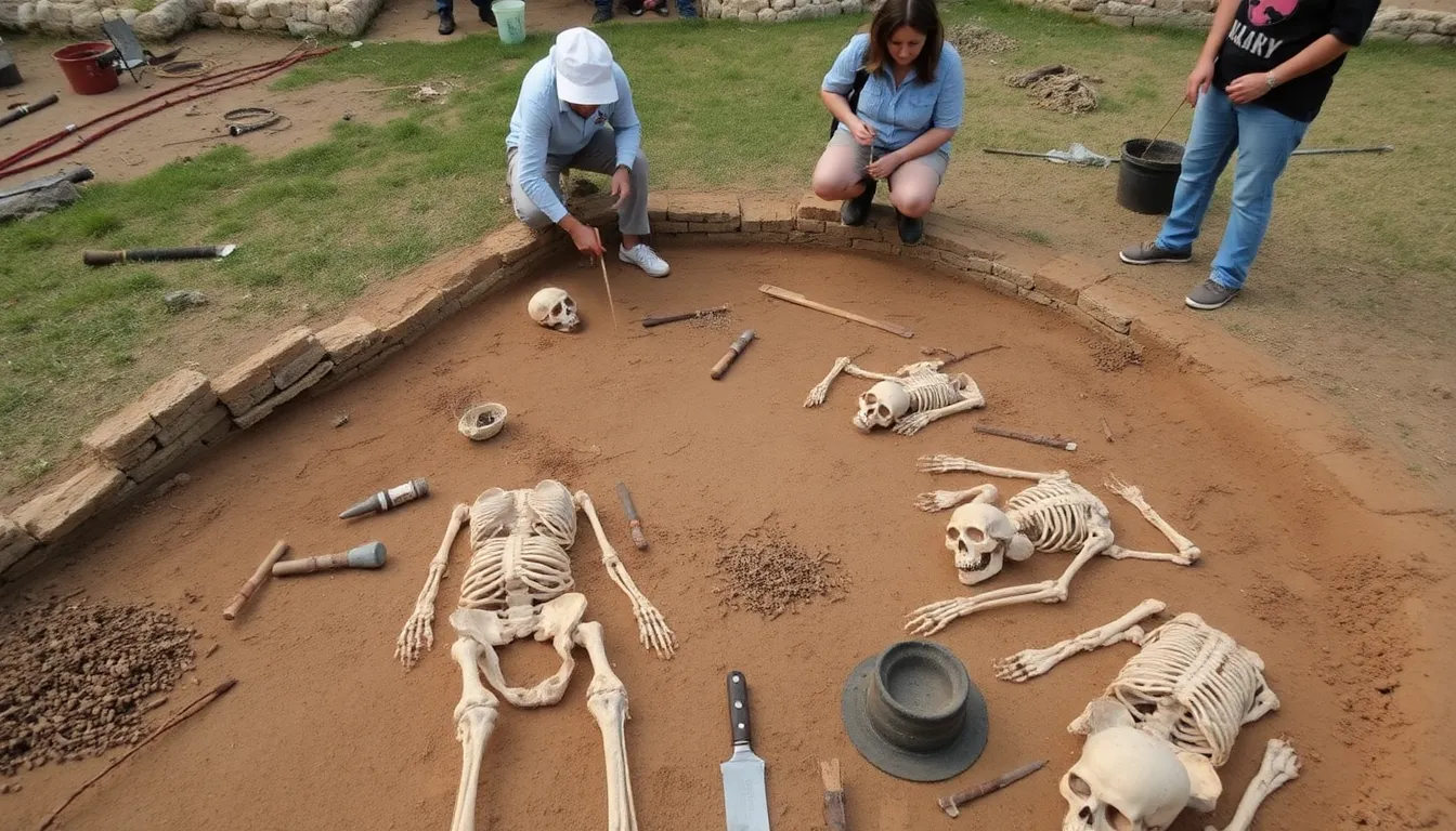 Archaeologists carefully excavate a medieval cemetery site, revealing burial artifacts that suggest the women interred there may have held significant social status.