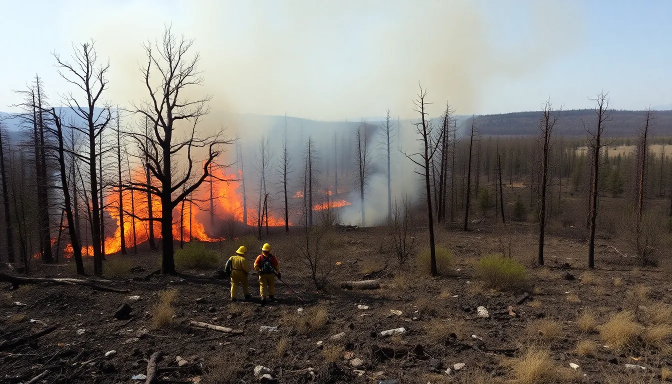 A group of scientists examines a barren landscape, discussing the impact of biodiversity loss on national security amid concerns about resource scarcity and geopolitical tensions.
