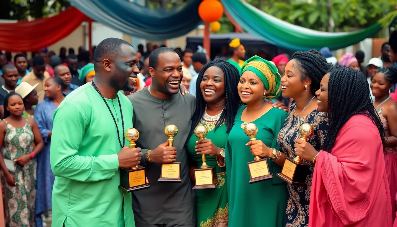 Nigerian artists celebrate their victories at the All Africa Music Awards in Lagos, showcasing their influence and success in the music industry.
