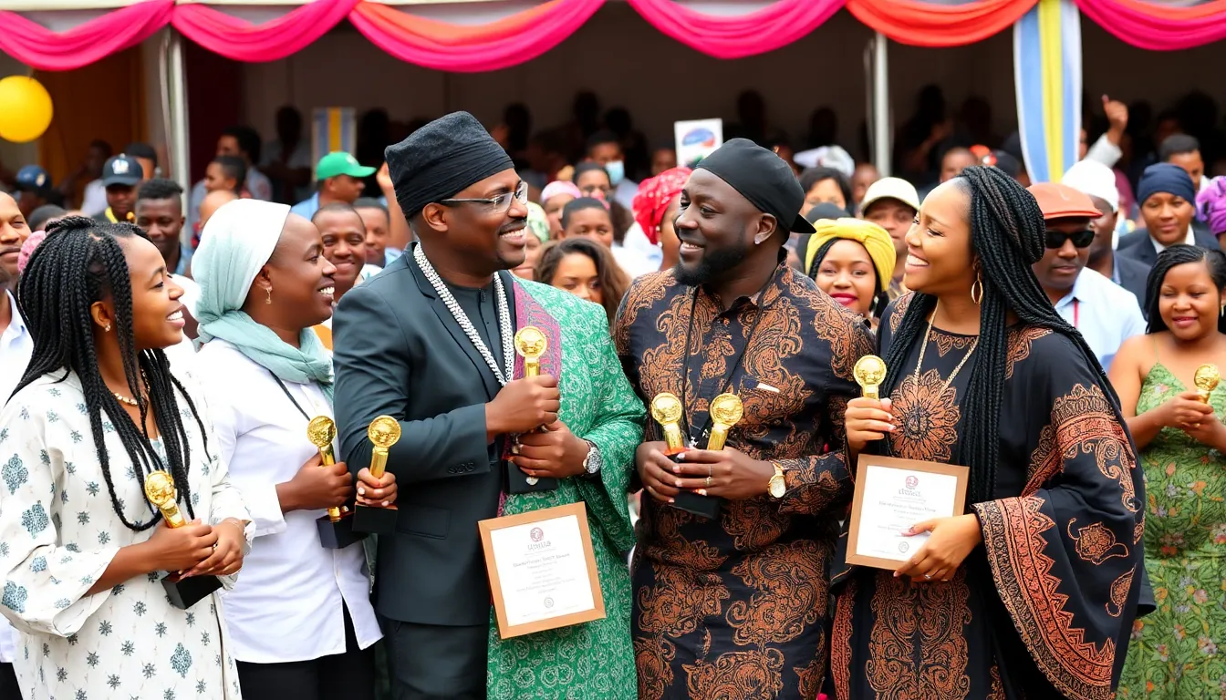 Tems celebrating her win as Best Female Artist in West Africa, highlighting the recognition of African talent on international stages