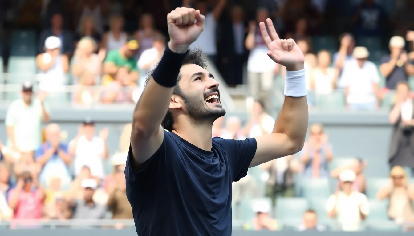 Cameron Norrie celebrates his victory on the tennis court while Nick Kyrgios looks dejected after his firstround loss during the ATP tournament.