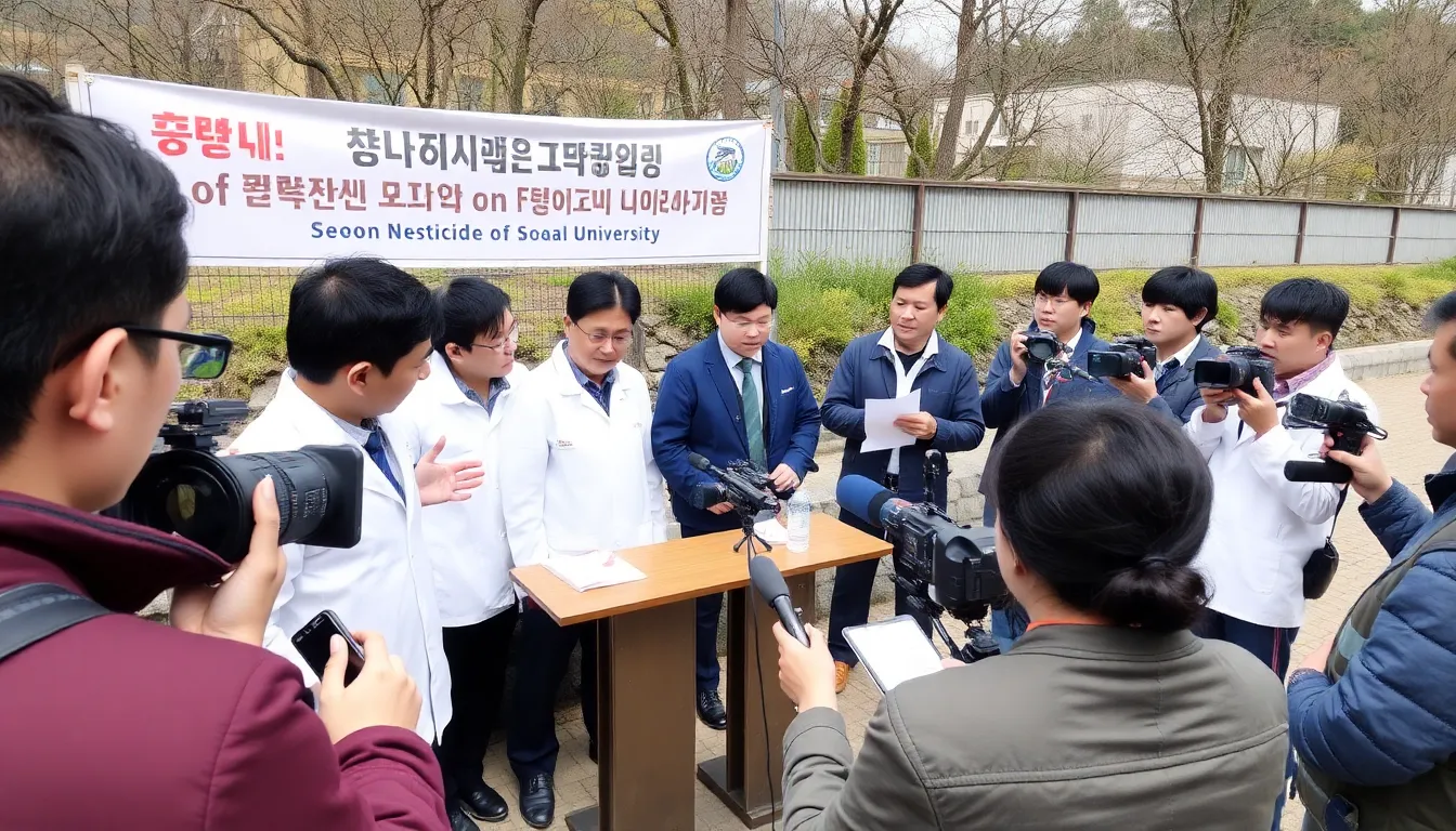 A group of scientists conducts research on fish populations in a freshwater environment, examining the effects of pesticides on their lifespans.