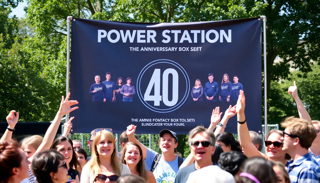 A vibrant crowd gathers to celebrate the legacy of The Power Station, showcasing the enduring popularity of 1980s music