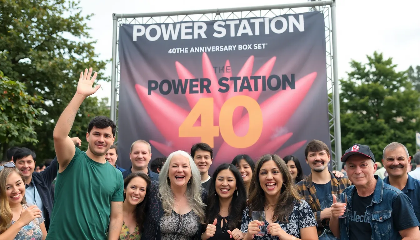 Fans eagerly browse through memorabilia and merchandise related to The Power Station's anniversary, highlighting a renewed interest in the supergroup's music