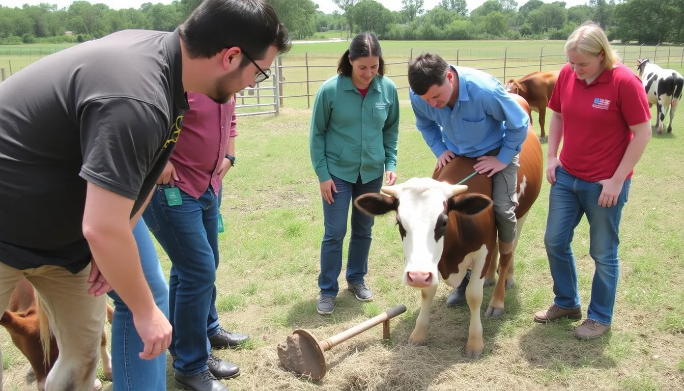 A cow named Daisy uses a stick to scratch her back in a rural field, showcasing unexpected tool use that captivates researchers.