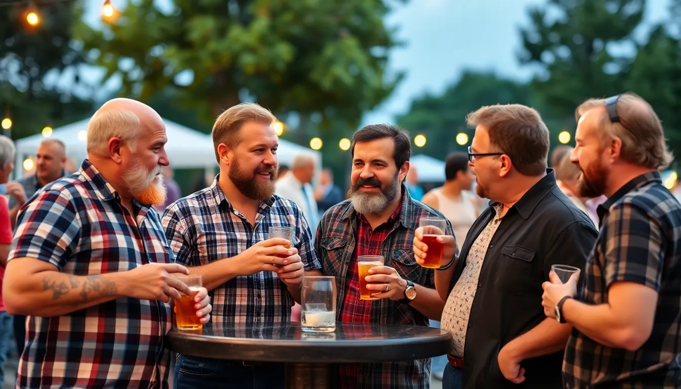 A group of men gathers at a bar, raising their glasses in a toast while engaged in lively conversation, reflecting current trends in alcohol consumption.