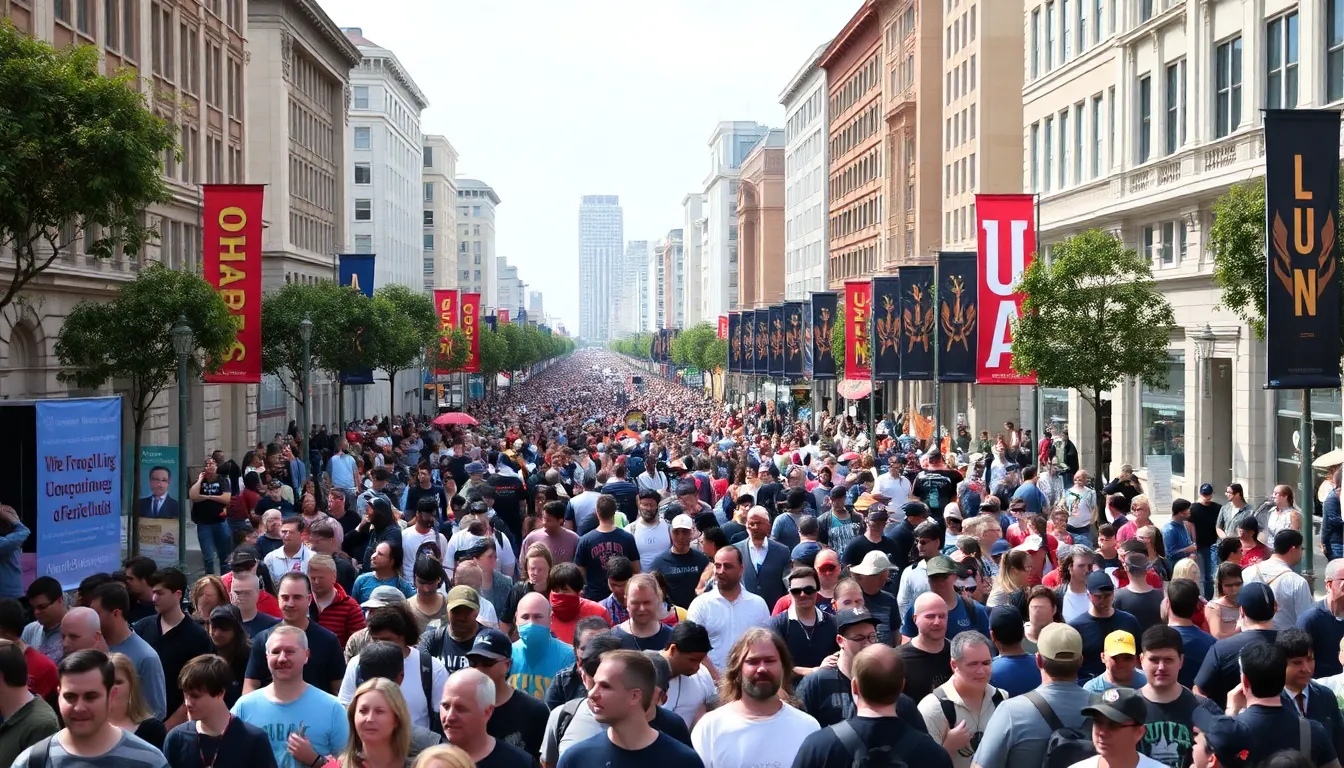 Crowds gather in San Francisco's bustling streets as excitement builds for an upcoming event aiming to break the attendance record of 135,000.