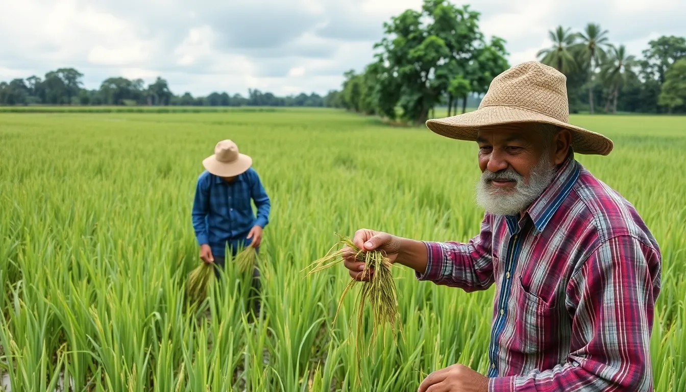 Farmers gather in a field, holding signs and banners during a protest against proposed legislation that could restrict their ability to save and replant seeds.