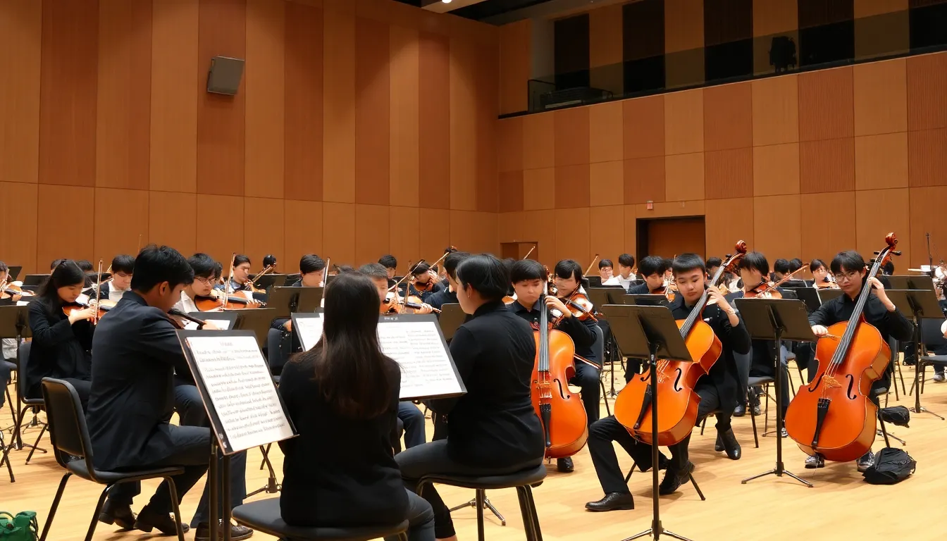 A diverse audience enjoys the captivating performance, reflecting the community's support for youth engagement in the arts and the importance of music in society