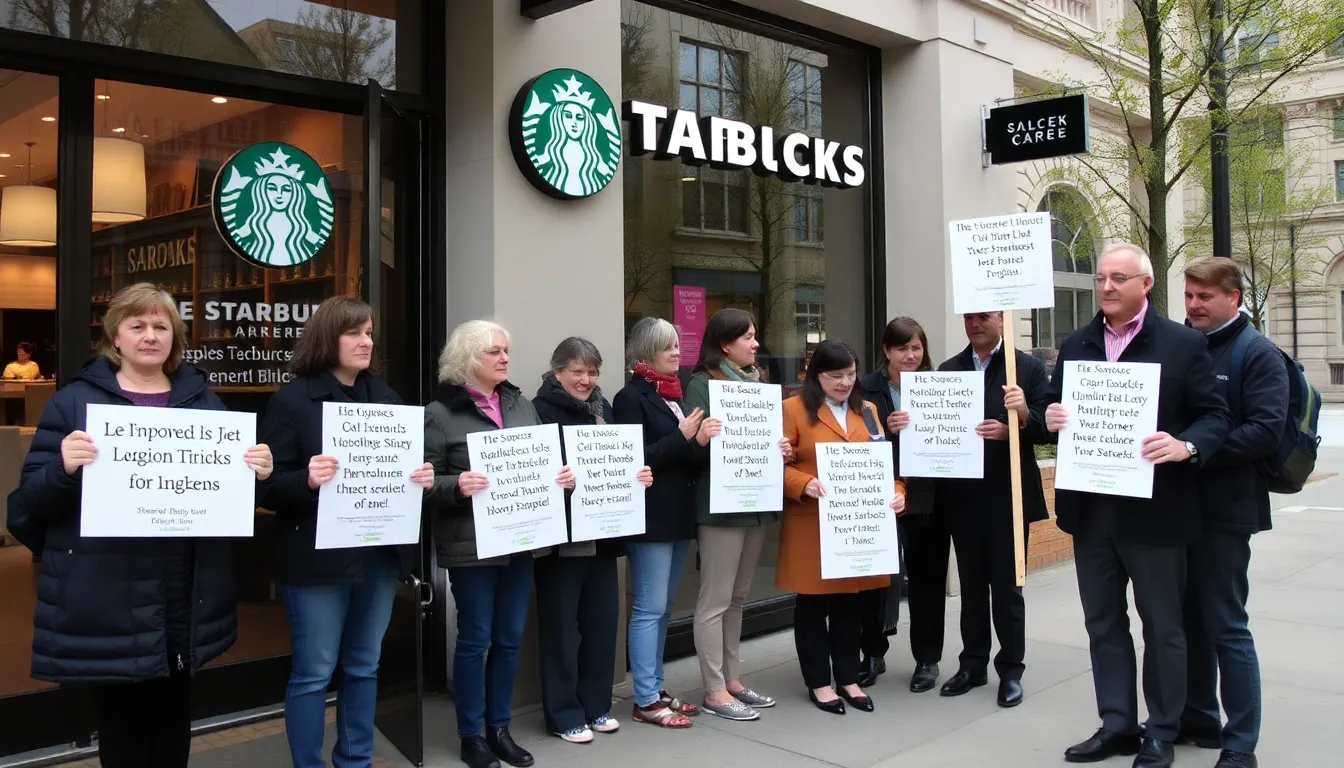 Executives from Starbucks gather at a corporate jet, discussing travel plans and the recent decision to lift the spending cap on its usage.