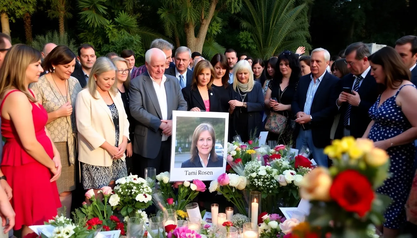 A group of filmmakers and industry leaders gather at a memorial event, sharing stories and celebrating the legacy of Tammie Rosen in the indie film community.
