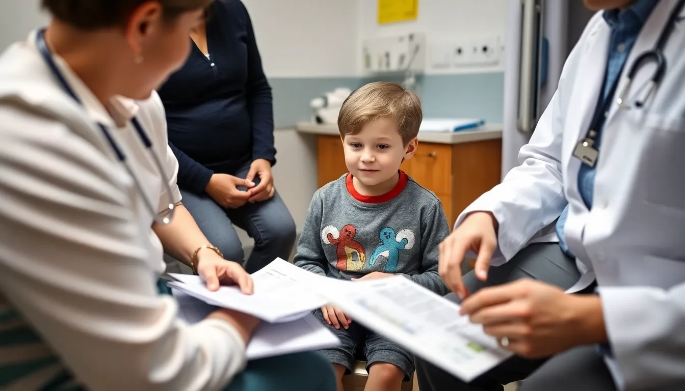A family navigating the healthcare system, reflecting the emotional and financial burdens associated with caring for a child diagnosed with dementia