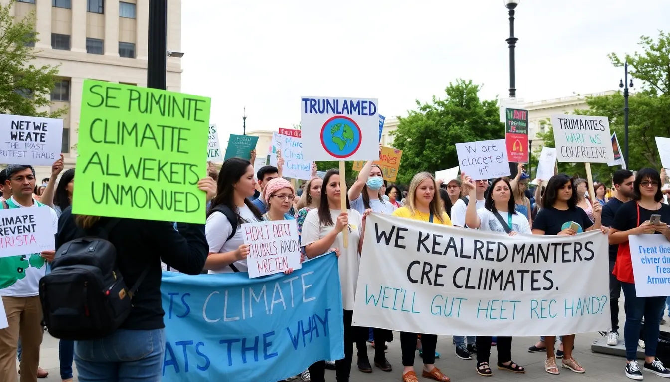 A community meeting where local residents discuss the implications of climate change and the importance of international cooperation in addressing environmental challenges