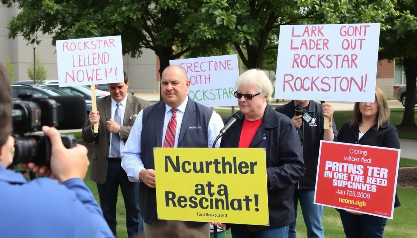 A meeting room where union leaders and Rockstar management are engaged in negotiations regarding workers' rights and severance packages