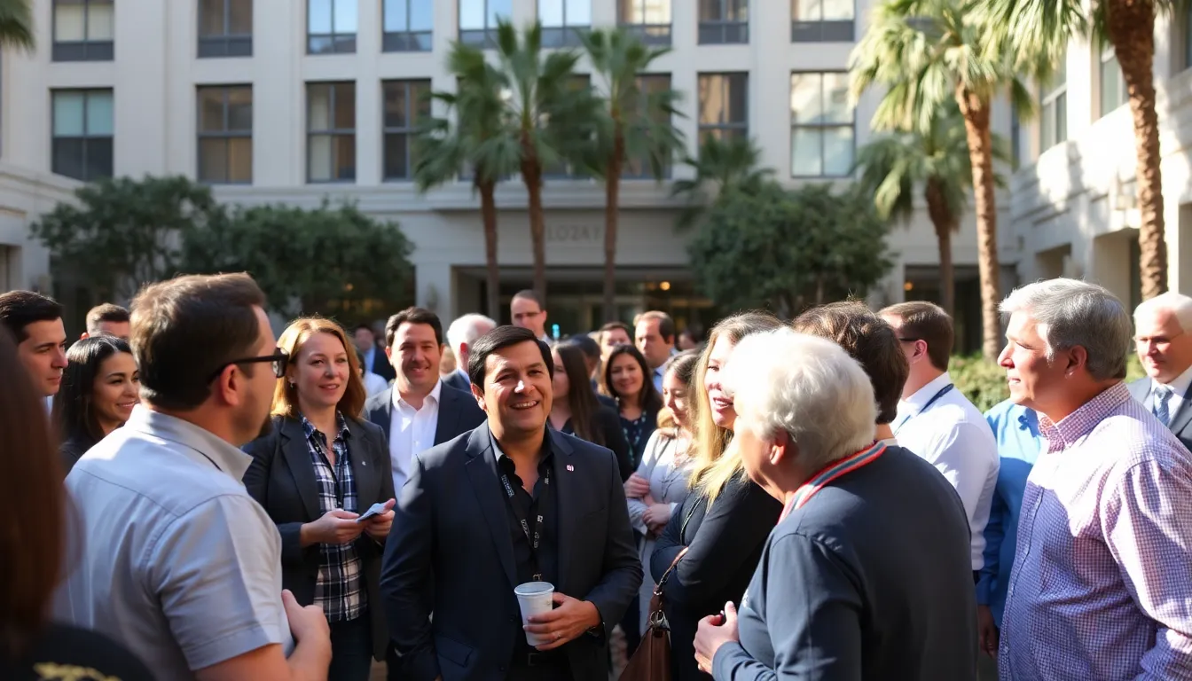 A diverse group of industry professionals gathering to explore new trends and opportunities in the film market during the AFM event