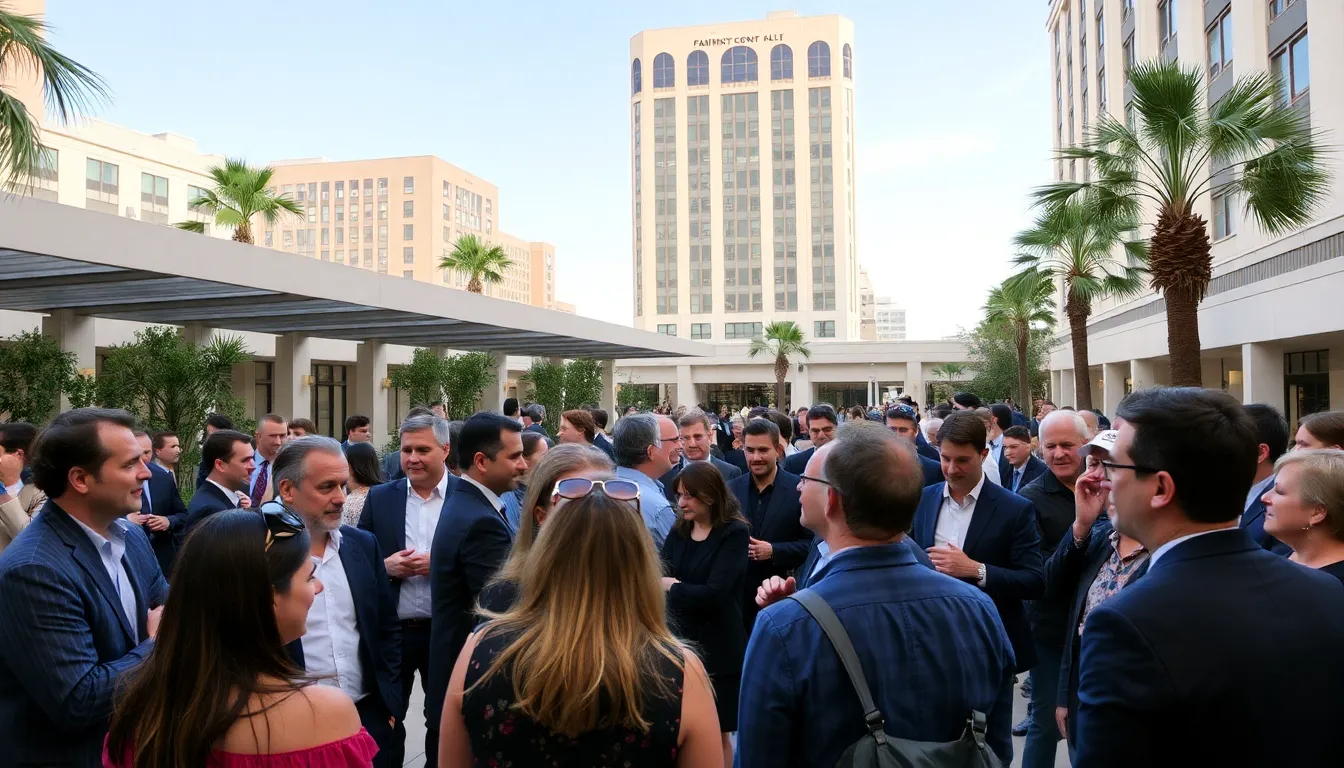 A panoramic view of the Fairmont Century Plaza, highlighting its luxurious exterior and significance as the venue for the upcoming 2026 American Film Market