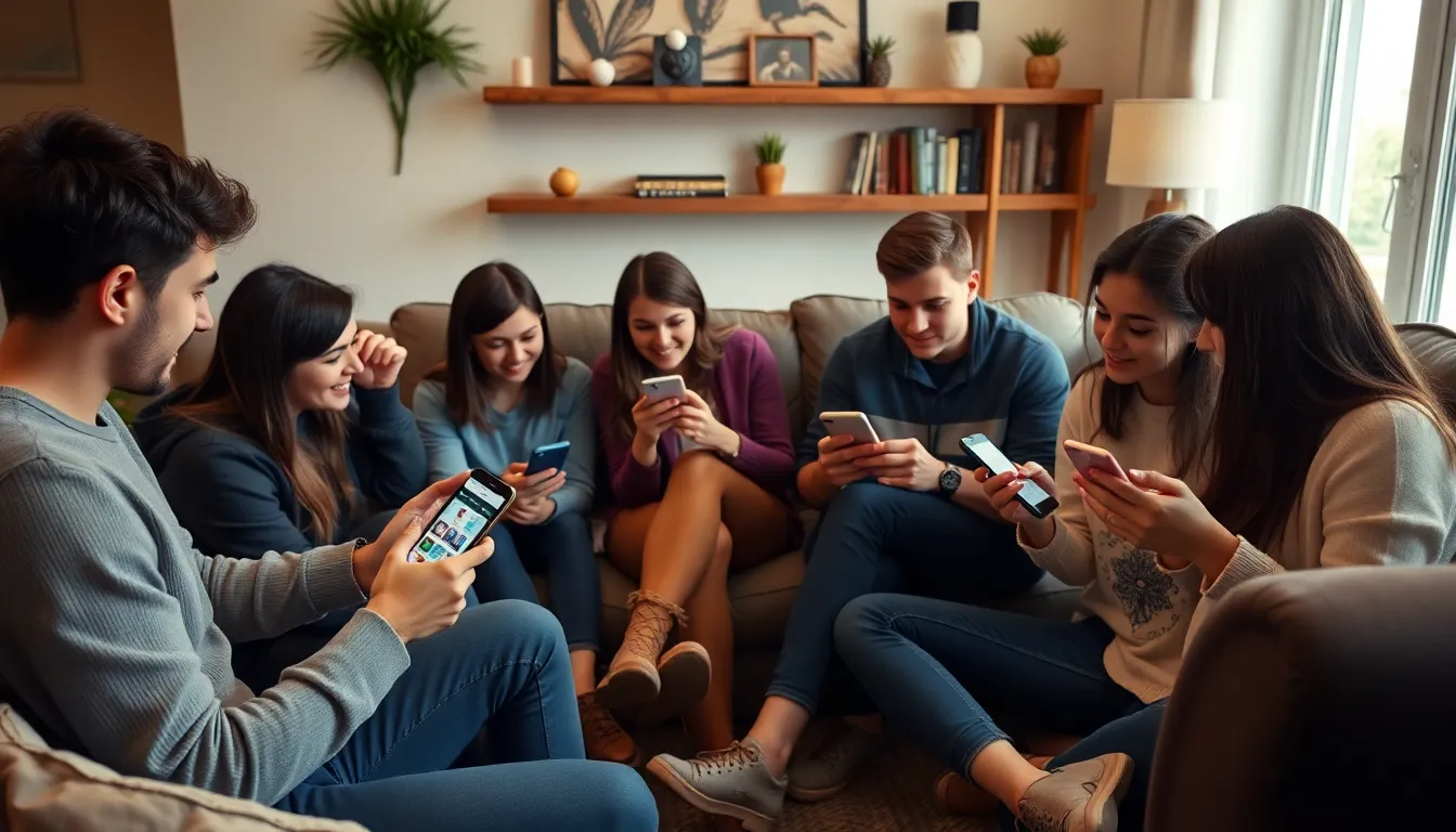 A group of friends gathered together, engaged in a lighthearted conversation about their experiences with loneliness and mental health