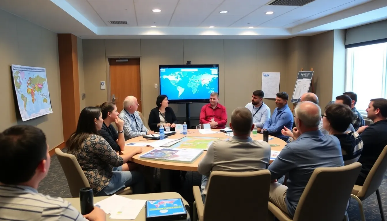 A group of travelers participates in a cultural workshop in a vibrant South American community, engaging with local artisans and learning traditional crafts.