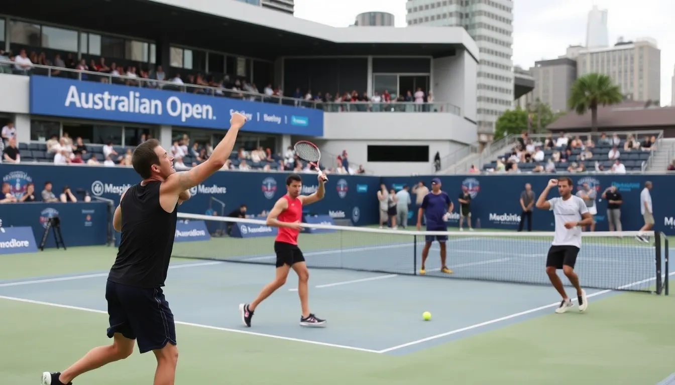A vibrant crowd enjoying the matches at Melbourne Park, reflecting the cultural significance and festive atmosphere of the Australian Open as a major sporting event